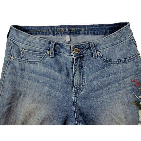 Jennifer Lopez Skinny Jeans size 10 Womens Embroidered Flower Details  JH1697360 - Picture 2 of 7